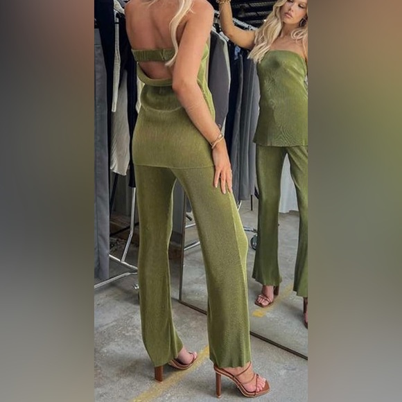 Women Two Pieces Floral Pants Set Long Sleeve Button Down Shirt Blouse - Picture 5 of 5